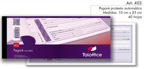 (223068) TALONARIO PAGARE $ C/TALN 403 - PAPELERIA - PAPEL TALONARIOS