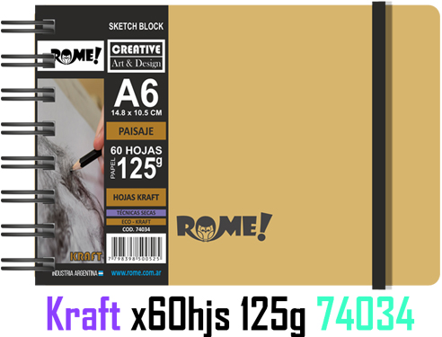 (107055) BLOCK R A6 125G 60H KRAFT 74034 AP - LINEA ARTISTICA - VARIOS ARTISTICA