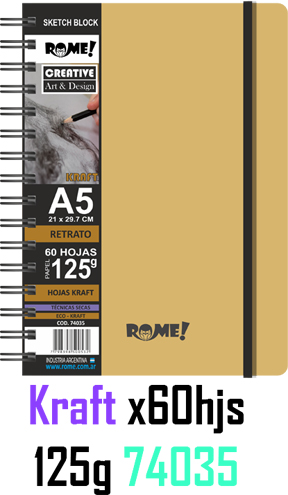 (107056) BLOCK R A5 125G 60H KRAFT 74035 - LINEA ARTISTICA - VARIOS ARTISTICA