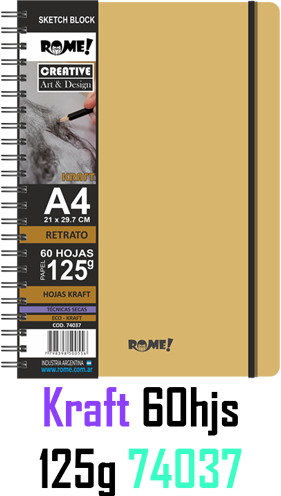 (107059) BLOCK R A4 125G 60H KRAFT 74037 - LINEA ARTISTICA - VARIOS ARTISTICA