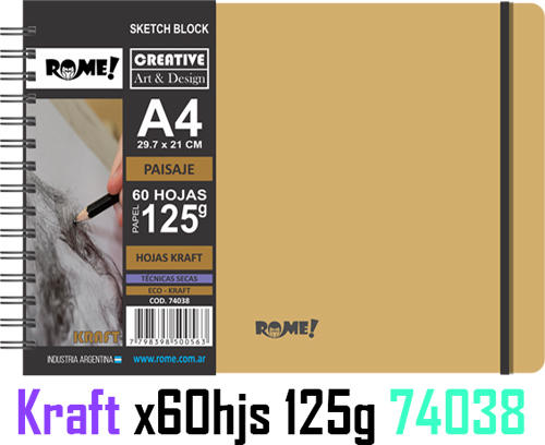 (107060) BLOCK R A4 125G 60H KRAFT 74038 AP - LINEA ARTISTICA - VARIOS ARTISTICA