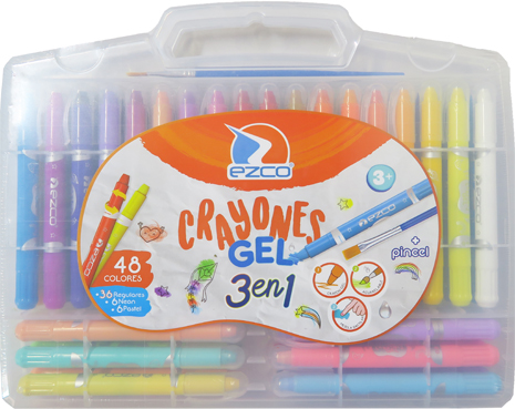 (120425) CRAYON EZCO X48 GEL ACUA.+PINCEL - CERAS/CRAYONES - CERAS/CRAYONES