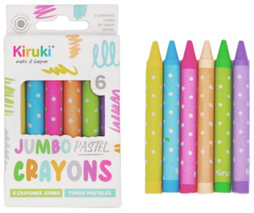 (15170P) CRAYON KIRUKI X6 JUMBO PASTEL - CERAS/CRAYONES - CERAS/CRAYONES