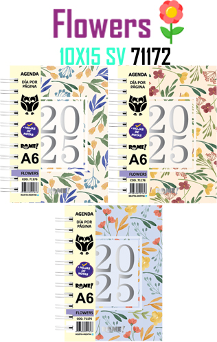 (15376) AGENDA R 10X15 FLOWERS 71172 SV - AGENDAS - AGENDAS