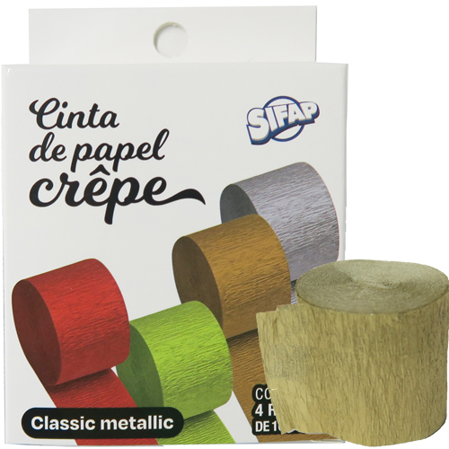 (155375) ROLLO CINTA PAPEL CREPE METAL X4 - LINEA ARTISTICA - MANUALIDADES